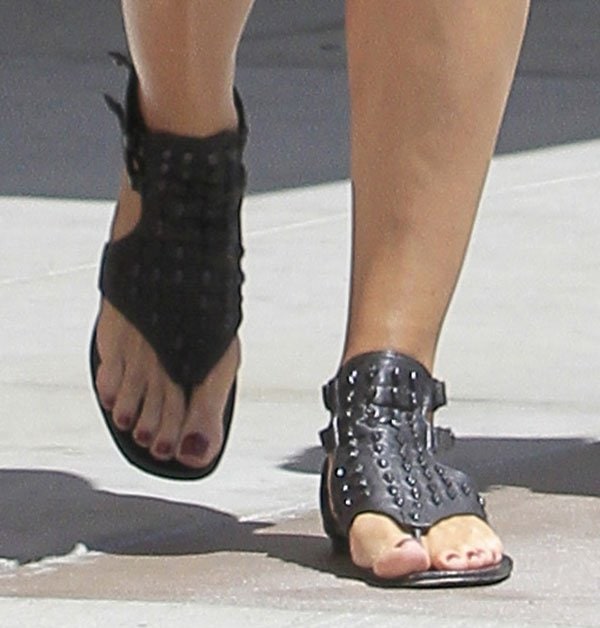 Heidi Klum's punk-chic gladiator flat sandals