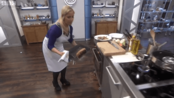 Singer/songwriter Heidi Range wearing heels in the MasterChef kitchen