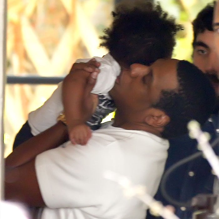 Jay-Z, Beyonce, and their daughter, Blue Ivy, having lunch at Septime restaurant in Paris, France, on April 25, 2013