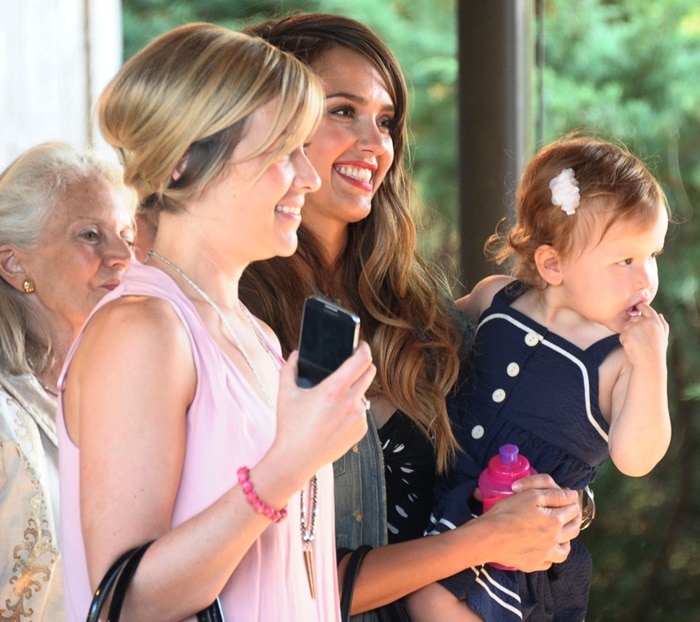 Jessica Alba and daughter Haven attend Ralph Lauren’s Day at the Stables fashion show to preview the Fall/Holiday 2013 collection