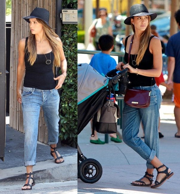 Jessica Alba opts for a classic look with a Marni shoulder bag during her West Hollywood shopping trip