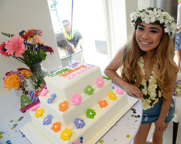 Jessica Sanchez celebrating her 18th birthday party at the Revolve Beach House in Los Angeles