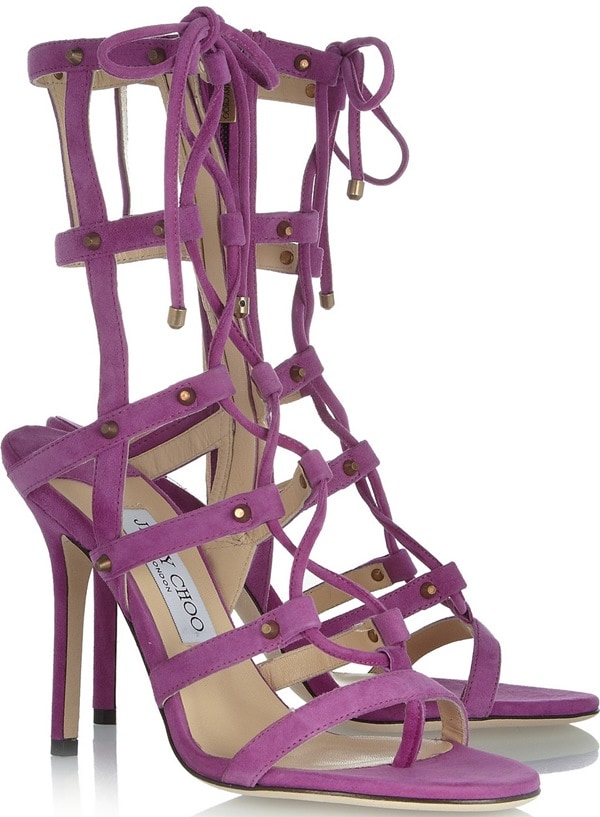 Jimmy Choo Purple Meddle Suede Sandals