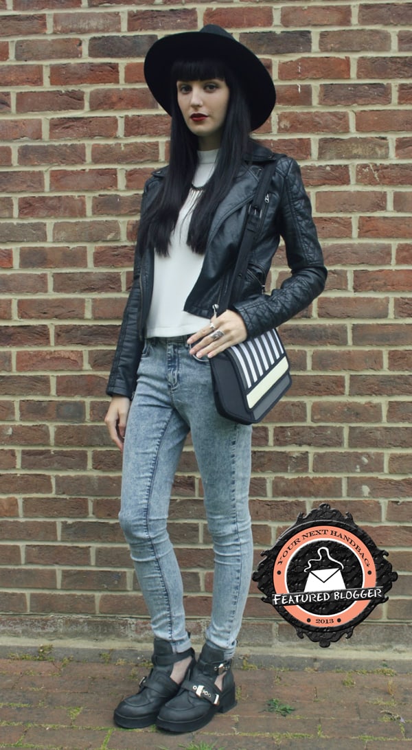 Kayleigh styled her bag with acid-washed jeans and cutout booties