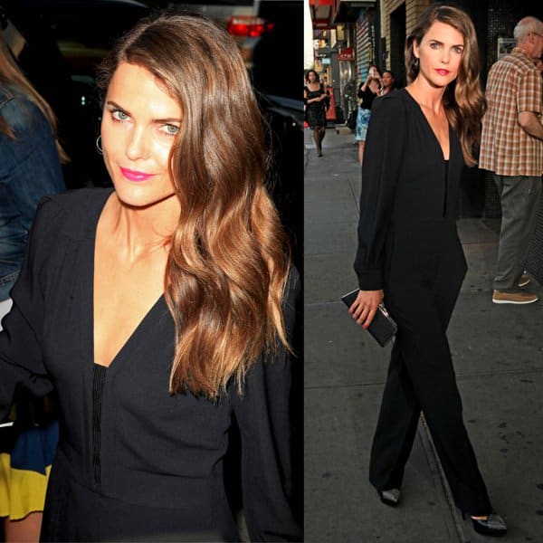 Keri Russell put a little fun into her all-business look by slipping into a pair of studded 'Janis' YSL pumps