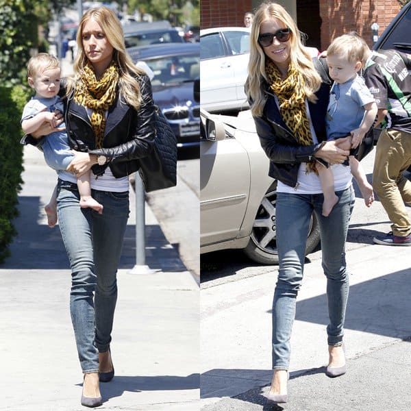 Fashion Savvy: Kristin Cavallari showcases her flair for fashion with a perfectly fitting pair of whiskered Rag & Bone skinny jeans, demonstrating her knack for selecting styles that flatter her slender figure