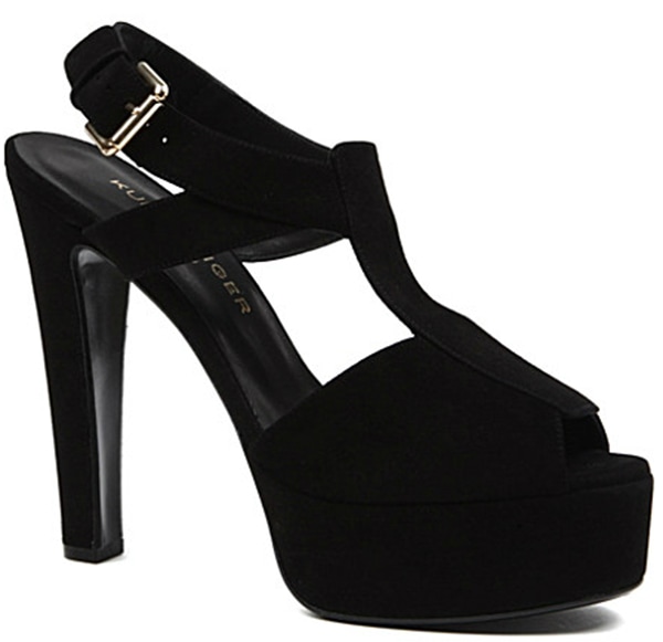 Caroline Flack's chic black suede 'Gabrielle' sandals by Kurt Geiger, £220