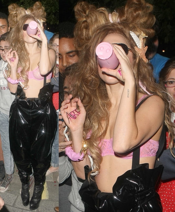 Lady Gaga eating out late as she arrives at about 10 p.m. at The Sea Shell of Lisson Grove fish and chip restaurant in London on August 27, 2013