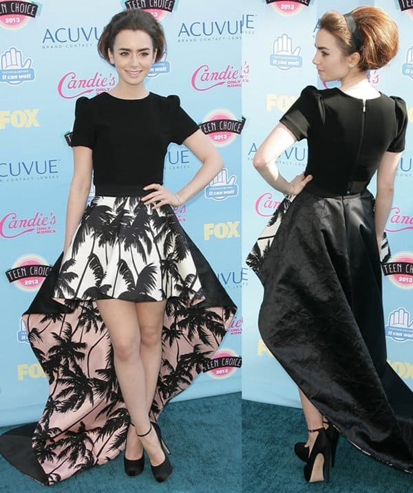 Lily Collins arrives at the 2013 Teen Choice Awards at Gibson Amphitheatre