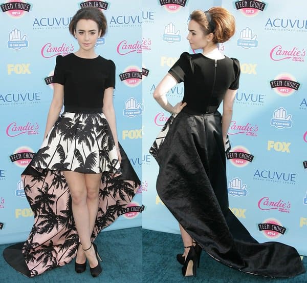 Lily Collins at the 2013 Teen Choice Awards held at the Gibson Amphitheater in Universal City, California, on August 11, 2013