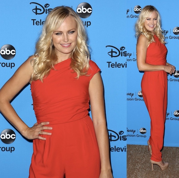 Malin Akerman in a Max Mara jumpsuit and Christian Louboutin "Bianca" pumps