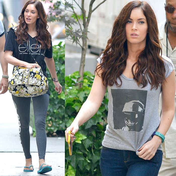 Despite being pregnant, Megan Fox skillfully concealed her baby bump while filming "Teenage Mutant Ninja Turtles" in New York City on July 19, 2013