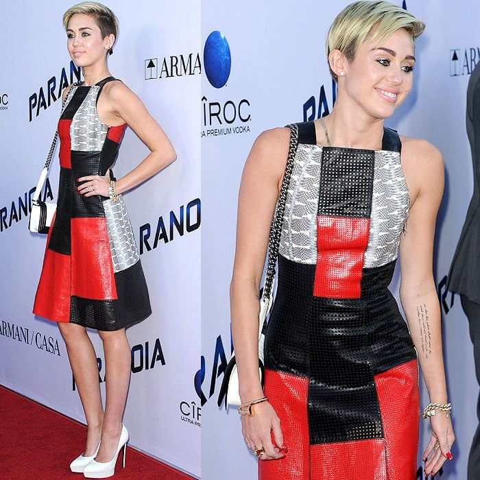 Miley Cyrus' edgy Proenza Schouler whipsnake and perforated leather dress