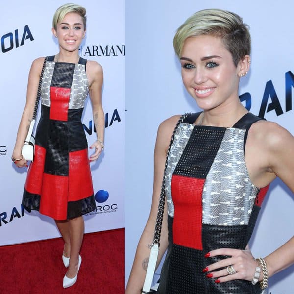 Miley Cyrus shows off her platinum blonde bob at the premiere of Relativity Media's 'Paranoia'