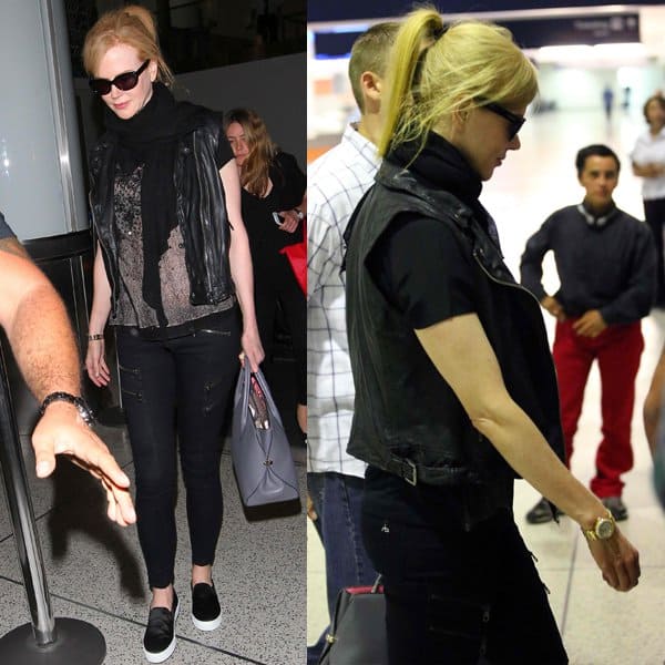 Nicole Kidman demonstrates how to effortlessly wear zippered black denim and leather, setting a style benchmark for women over 40