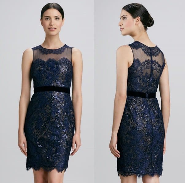 Notte by Marchesa Lace Ribbon-Waist Cocktail Dress