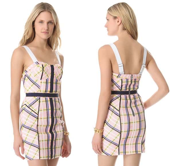 Rebecca Minkoff 'Clara' tweed bustier dress, priced at $235, combines style and versatility