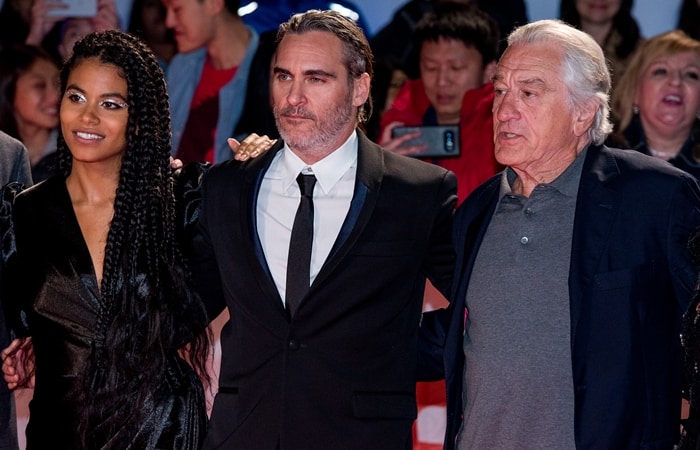 Robert De Niro, Joaquin Phoenix, and Zazie Beetz attend the "Joker" premiere