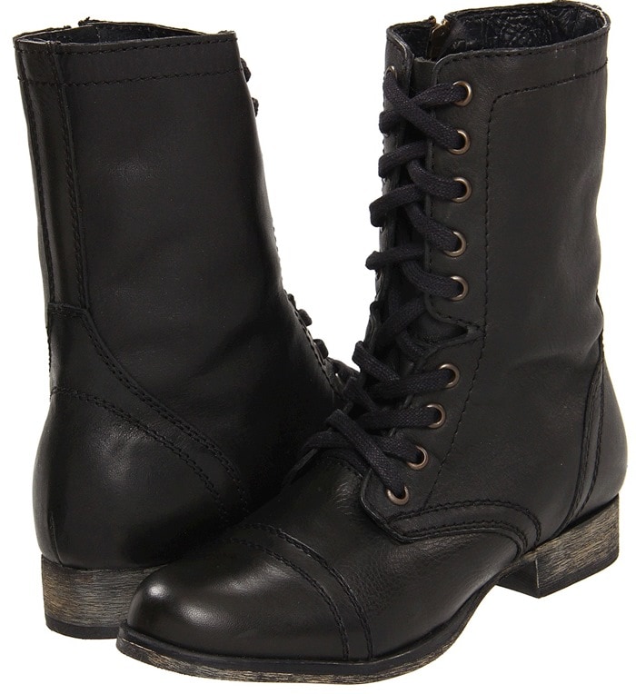 Steve Madden Troopa Black Leather Boots