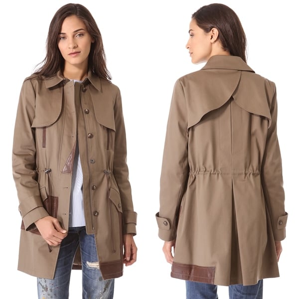 Thakoon Addition Leather Panel Trench Coat