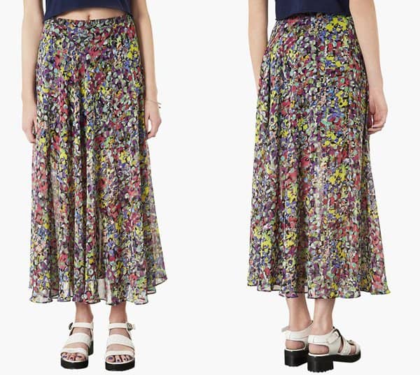 Topshop Dot Floral Print Maxi Skirt