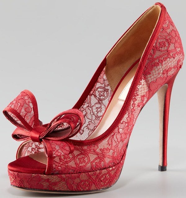 Valentino Couture-Bow Lace Platform Pump