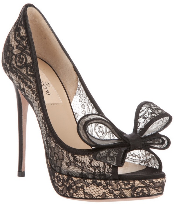 Valentino Garavani Lace Peep-Toe Pump