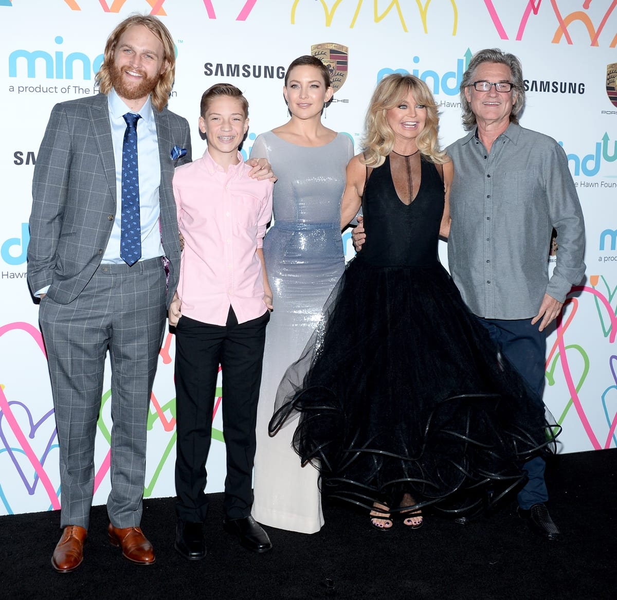 Wyatt Russell, Ryder Robinson, Kate Hudson, Goldie Hawn, and Kurt Russell attend Goldie's Love In For Kids