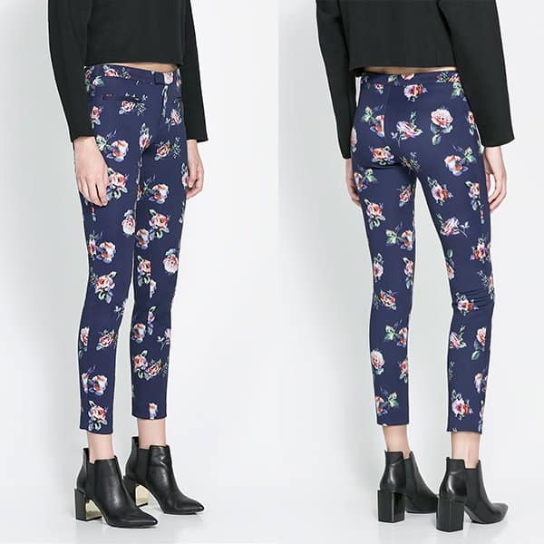 Detailed View: The eye-catching Zara Floral Print Trousers that completed Rochelle Humes' stylish outfit