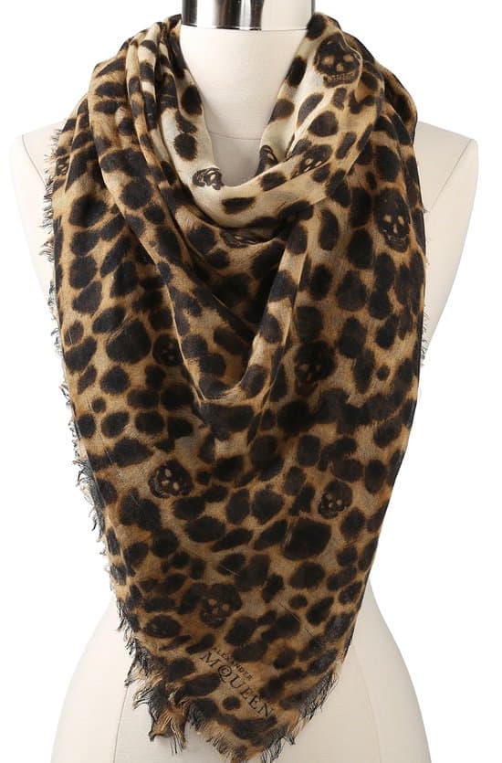 alexander mcqueen cashmere silk leopard amq scarf