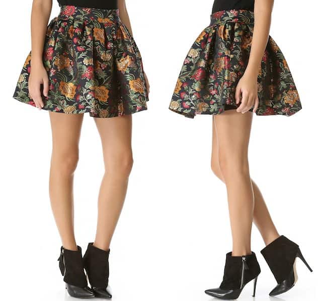 Alice + Olivia 'Jack Box' Pleated Floral Skirt in Black Multi