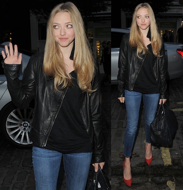 Amanda Seyfried wears Hudson cropped skinny jeans