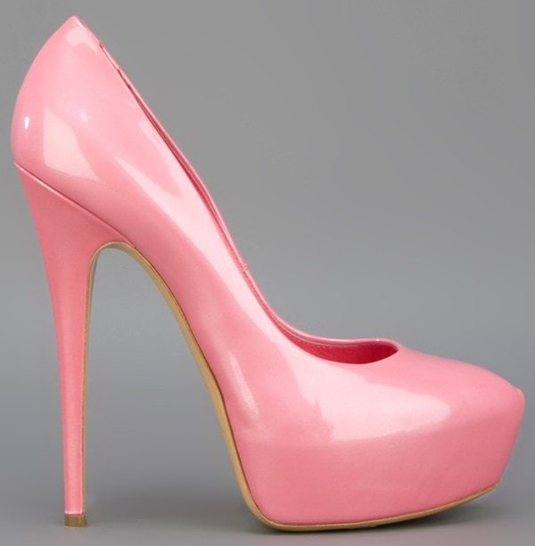 Casadei Platform Pumps in Patent Pink