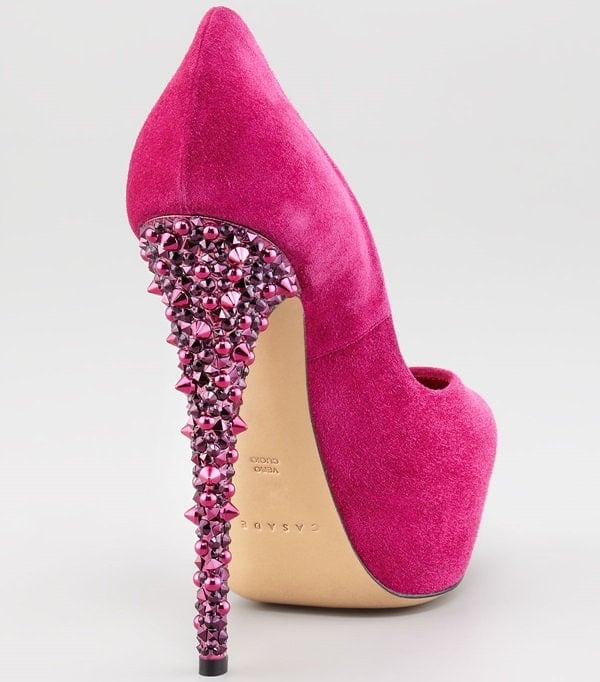 Pink Casadei Studded Platform Pumps