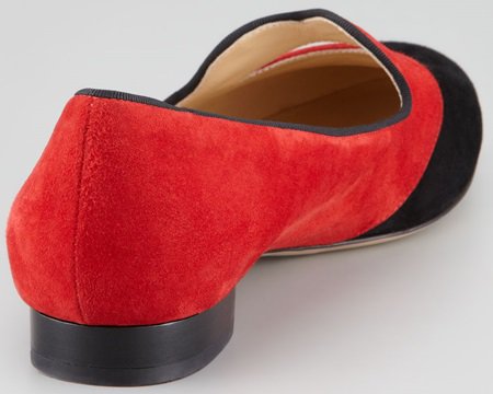 Charlotte Olympia 'Bisoux' Suede Lip-Detail Smoking Slippers