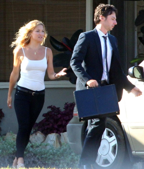 Behind the Scenes: Kate Hudson and Zach Braff deep in character during the filming of 'Wish I Was Here' on August 13, 2013