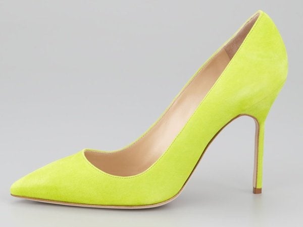 Manolo Blahnik 'BB' Pumps in Lime Green Suede