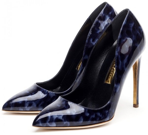 Rupert Sanderson 'Elba' Pumps in Navy Tortoise Patent Leather