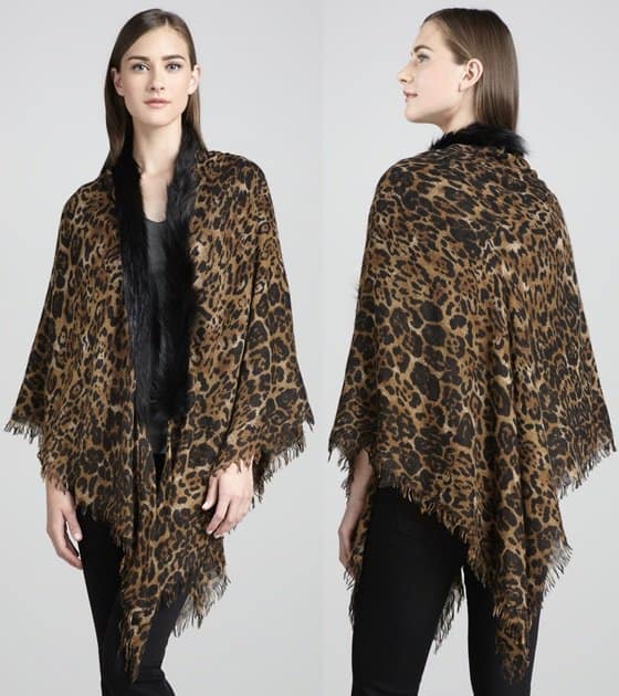 sofia cashmere fox fur trim shawl-horz