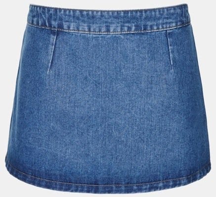 Topshop Moto "Pelmet" Denim Skirt in Mid Stone