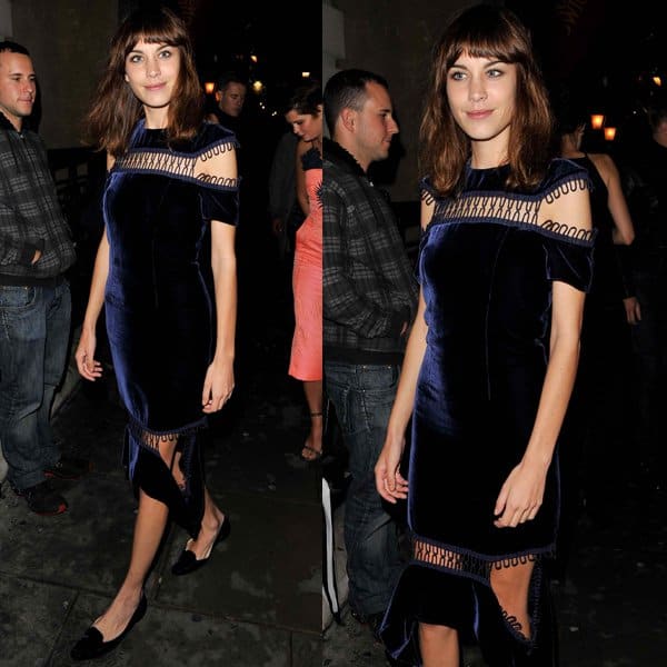 Alexa Chung's velvet-and-loops dress from Christopher Kane