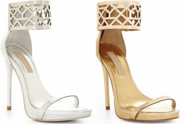 BCBGMAXAZRIA 'Estie' Sandals in Silver and Gold