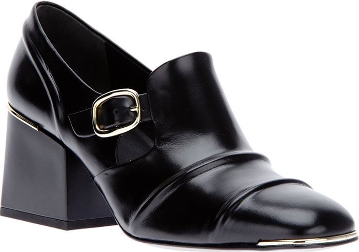 Black Balenciaga Cube Block Heel Leather Loafers