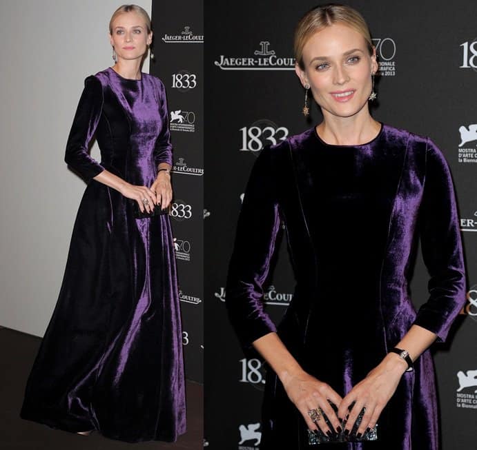 Diane Kruger's deep plum Alberta Ferretti dress