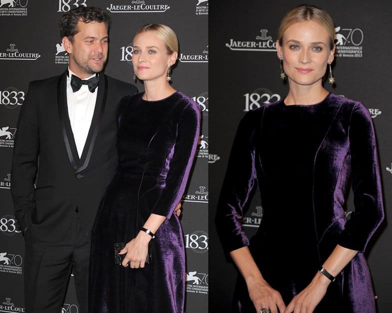 Joshua Jackson and Diane Kruger at the Jaeger-LeCoultre Gala Night during the 2013 Venice Film Festival, with Diane in a deep plum Alberta Ferretti dress