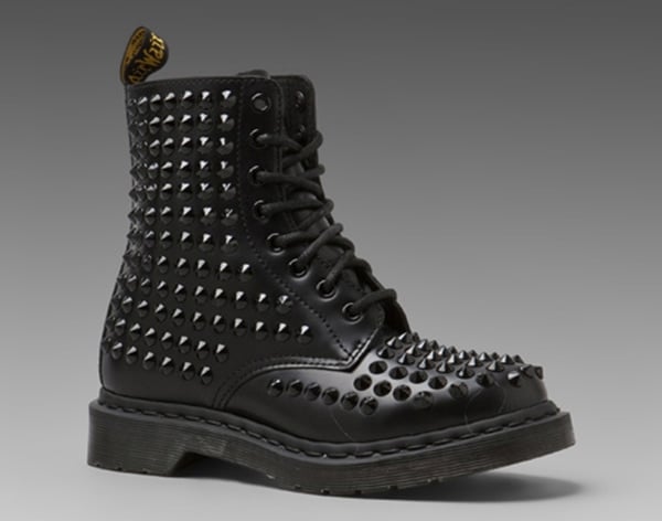 Close-up of the Dr. Martens Spike All Stud 8-Eye Boots, showcasing their iconic edgy design