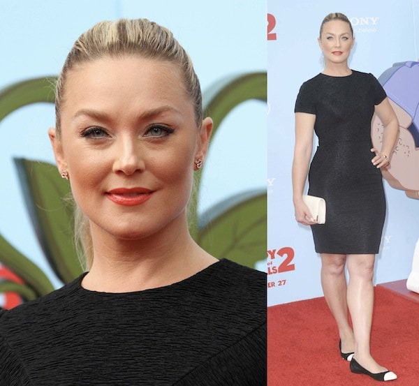 Elisabeth Rohm wearing comfortable Sam Edelman flats at the premiere of 'Cloudy with a Chance of Meatballs 2'