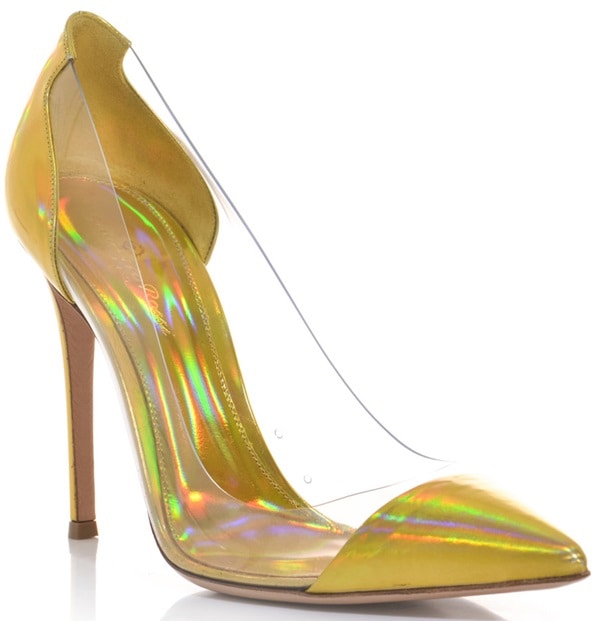 Hologram Gold Gianvito Rossi Leather and PVC Pumps srcset=