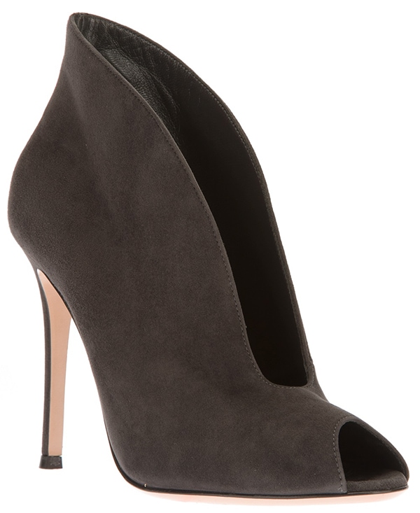 Gianvito Rossi Suede Booties Dark Grey