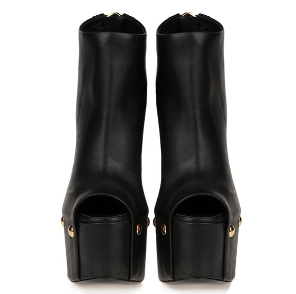 Giuseppe Zanotti Leather Gold Stud Zipper Booties